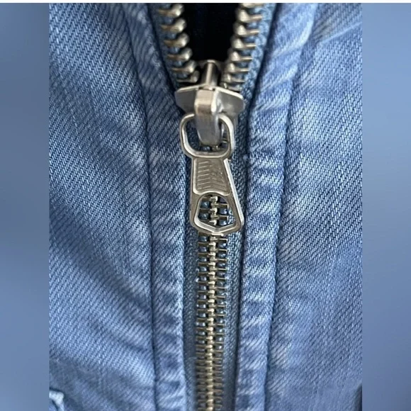 EUC! Free People Lennox Jumpsuit Coverall Stretch Denim V Plunge in Bluebird Med - Picture 7 of 9